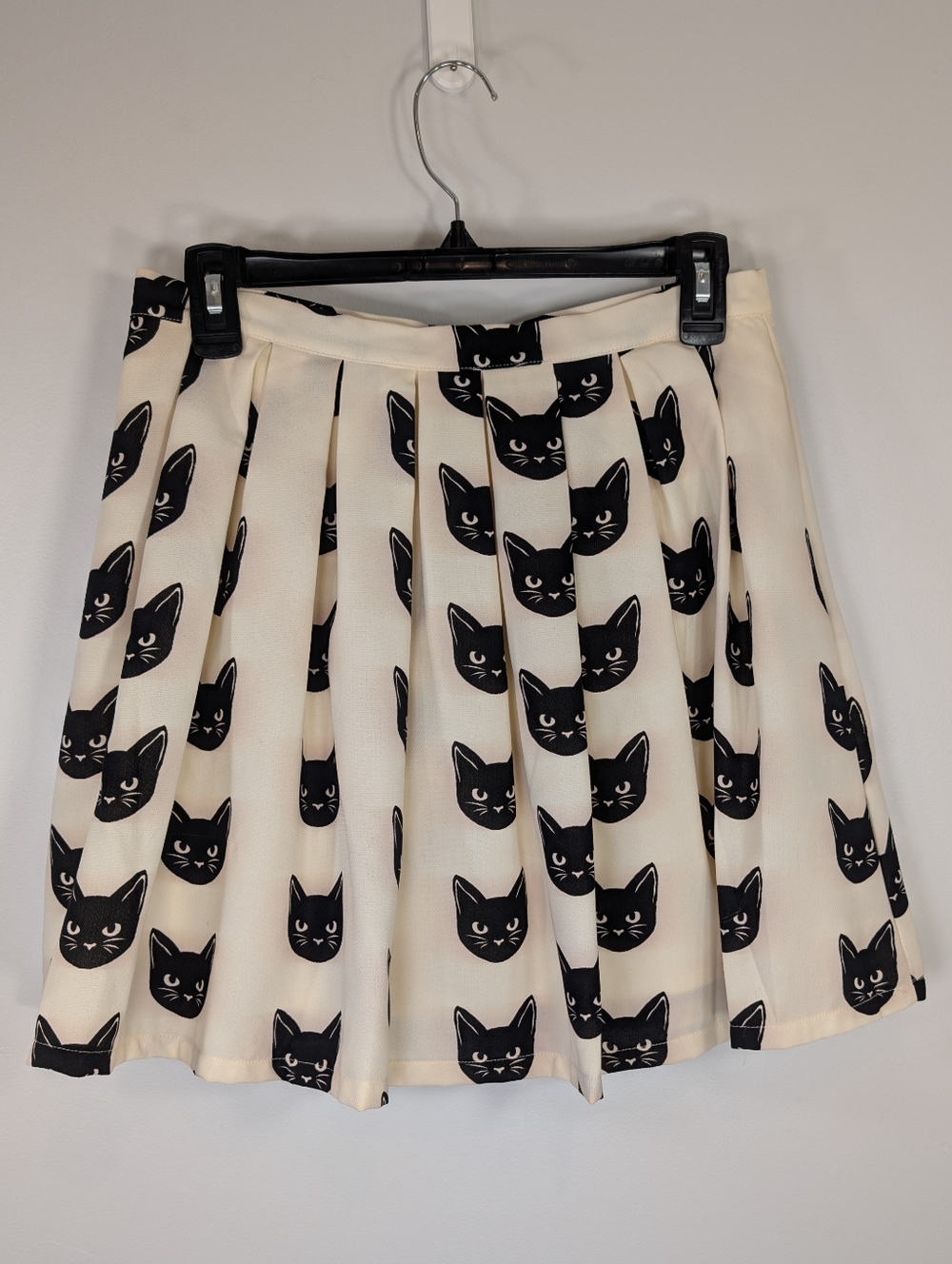 Leith Cat Print A-Line Skirt - Size Medium - Whimsical Black Cat Print